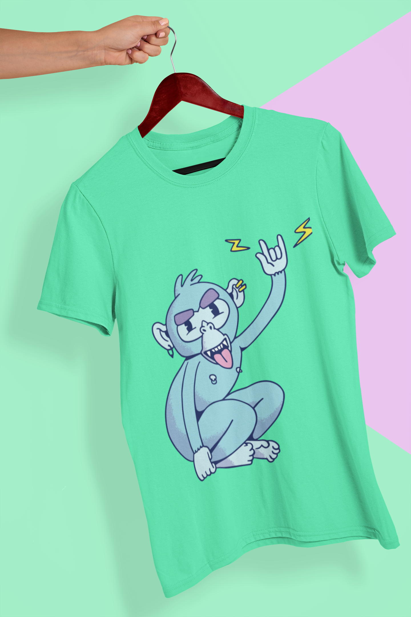 Rocker Monkey Women Half Sleeves T-shirt- FunkyTeesClub