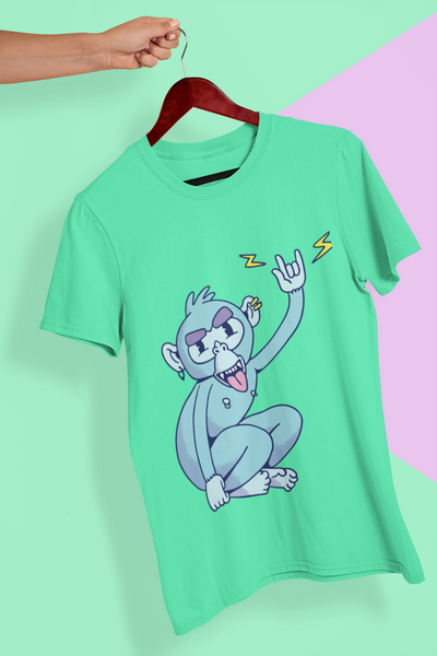 Rocker Monkey Women Half Sleeves T-shirt- FunkyTeesClub