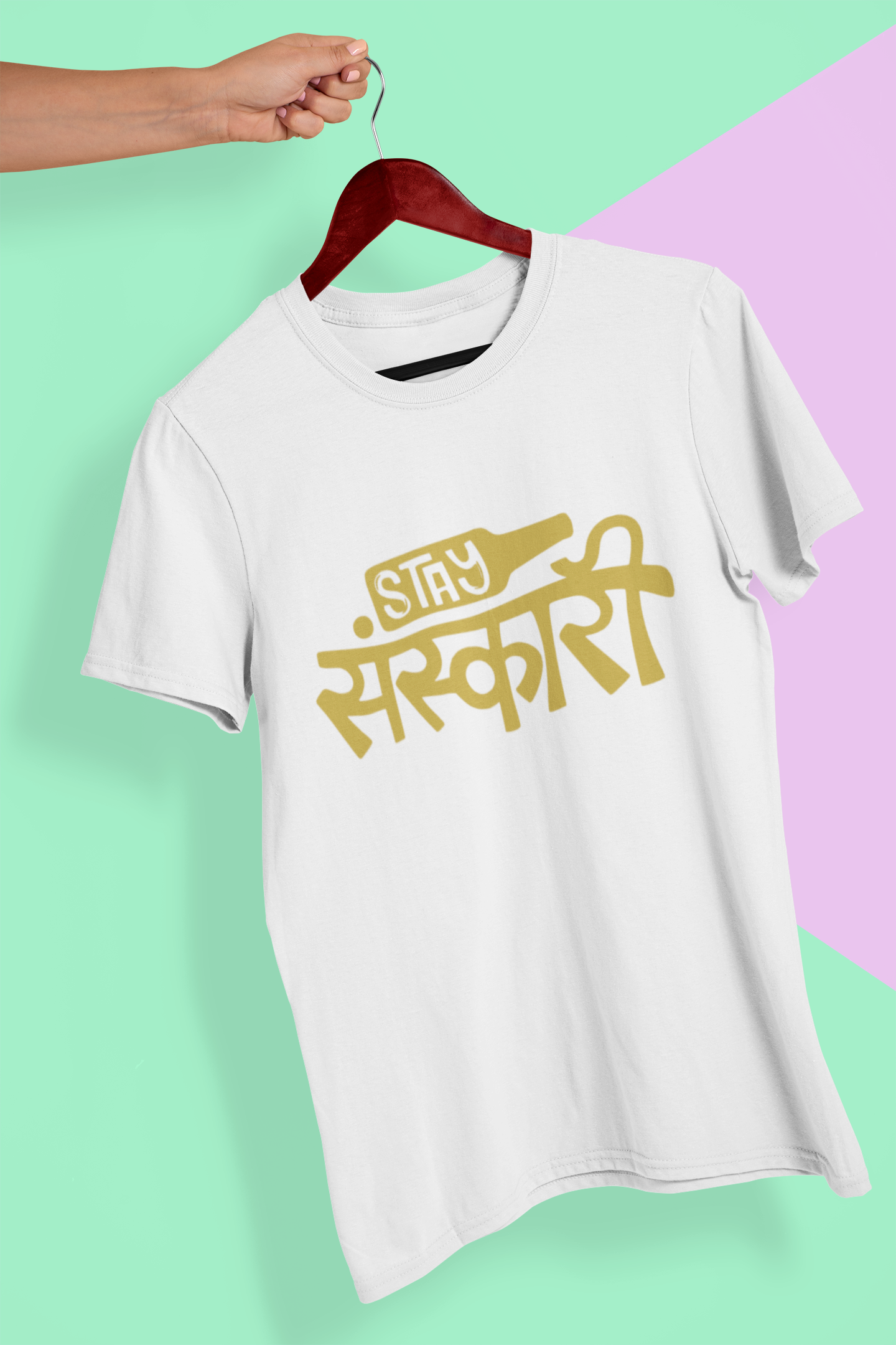 Stay Sanskari Mens Half Sleeves T-shirt- FunkyTeesClub
