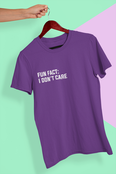 Fun Fact I Dont Care Women Half Sleeves T-shirt- FunkyTeesClub