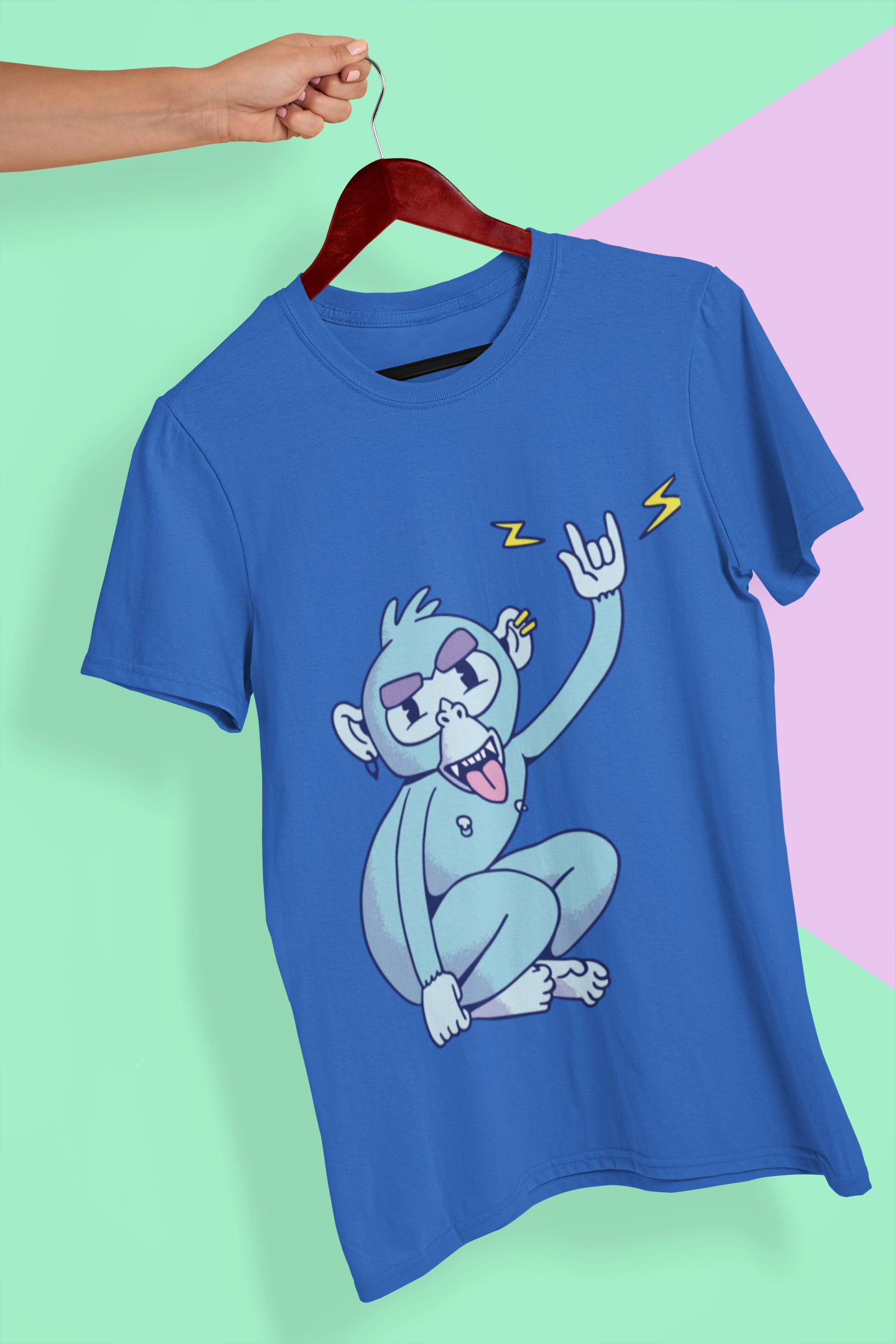 Rocker Monkey Women Half Sleeves T-shirt- FunkyTeesClub