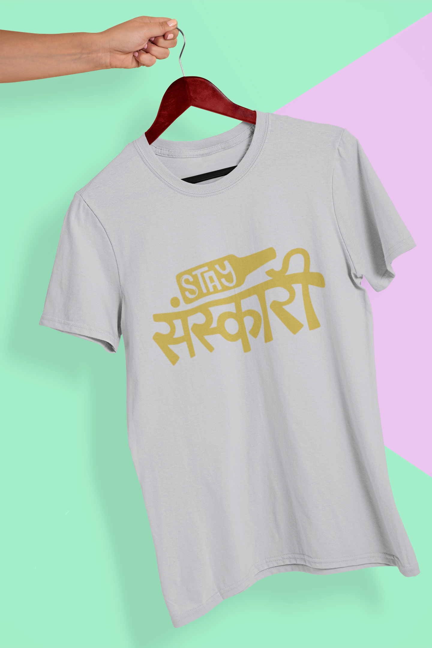 Stay Sanskari Mens Half Sleeves T-shirt- FunkyTeesClub