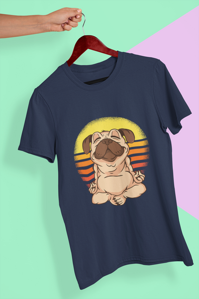 Pug Meditation Mens Half Sleeves T-shirt- FunkyTeesClub