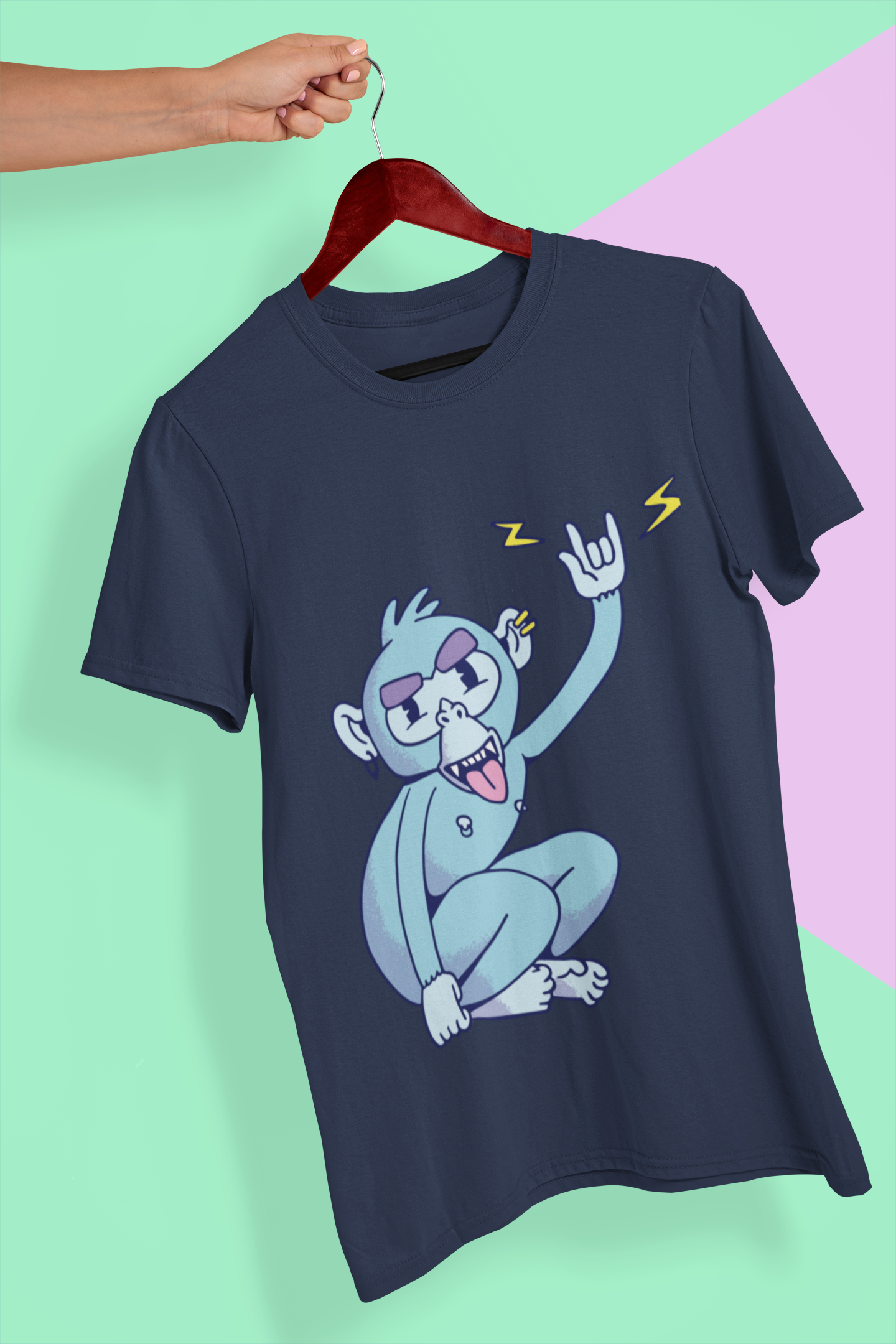 Rocker Monkey Women Half Sleeves T-shirt- FunkyTeesClub