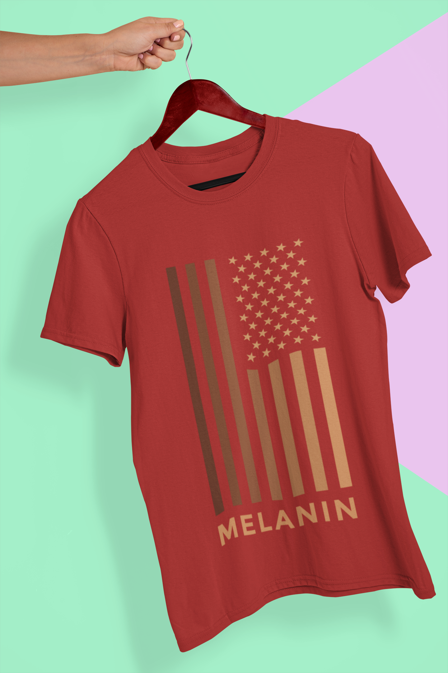 Melanin USA Flag Mens Half Sleeves T-shirt- FunkyTeesClub