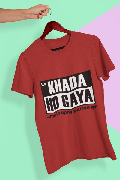 Lo Khada Ho Gaya Mens Half Sleeves T-shirt- FunkyTeesClub