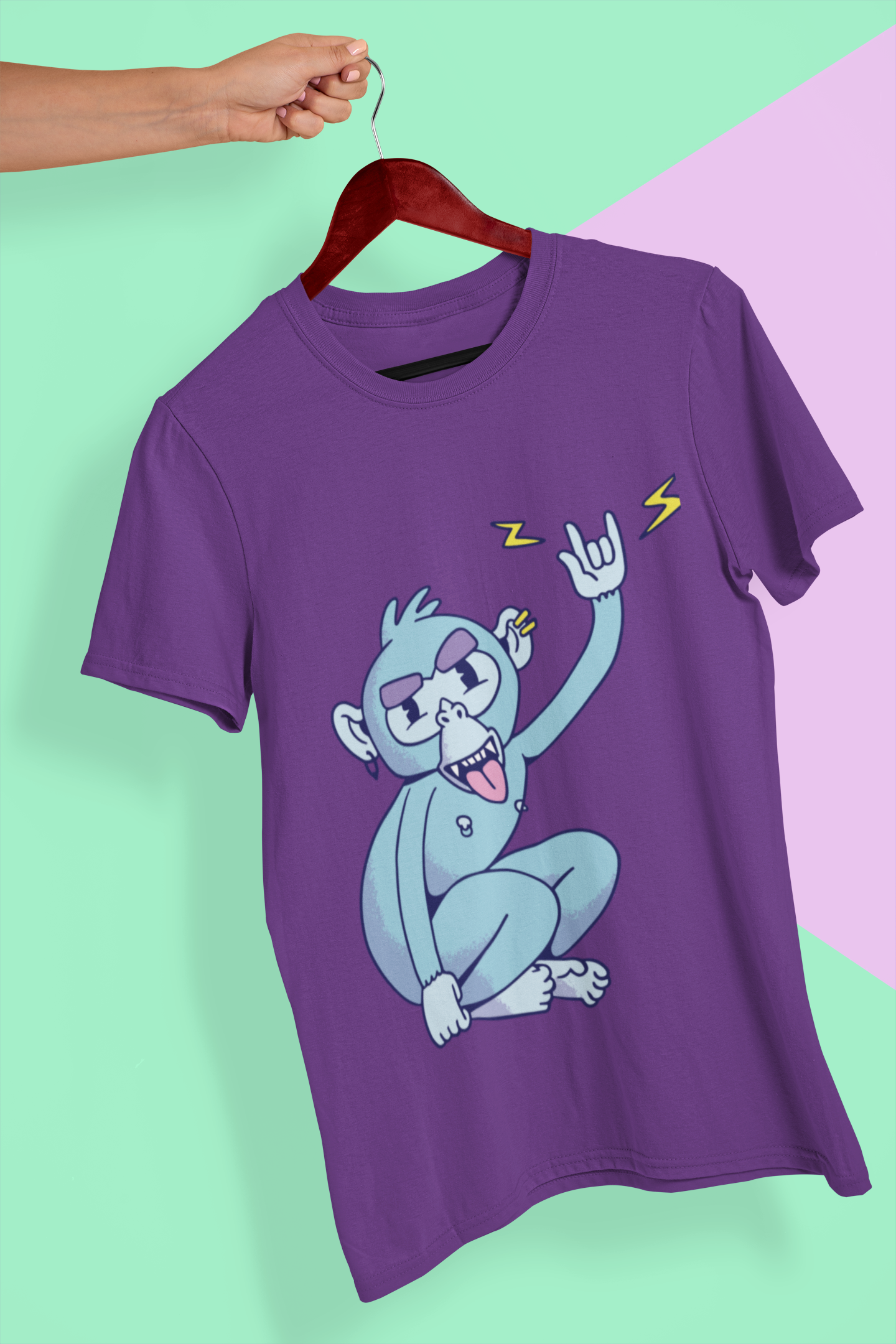 Rocker Monkey Women Half Sleeves T-shirt- FunkyTeesClub