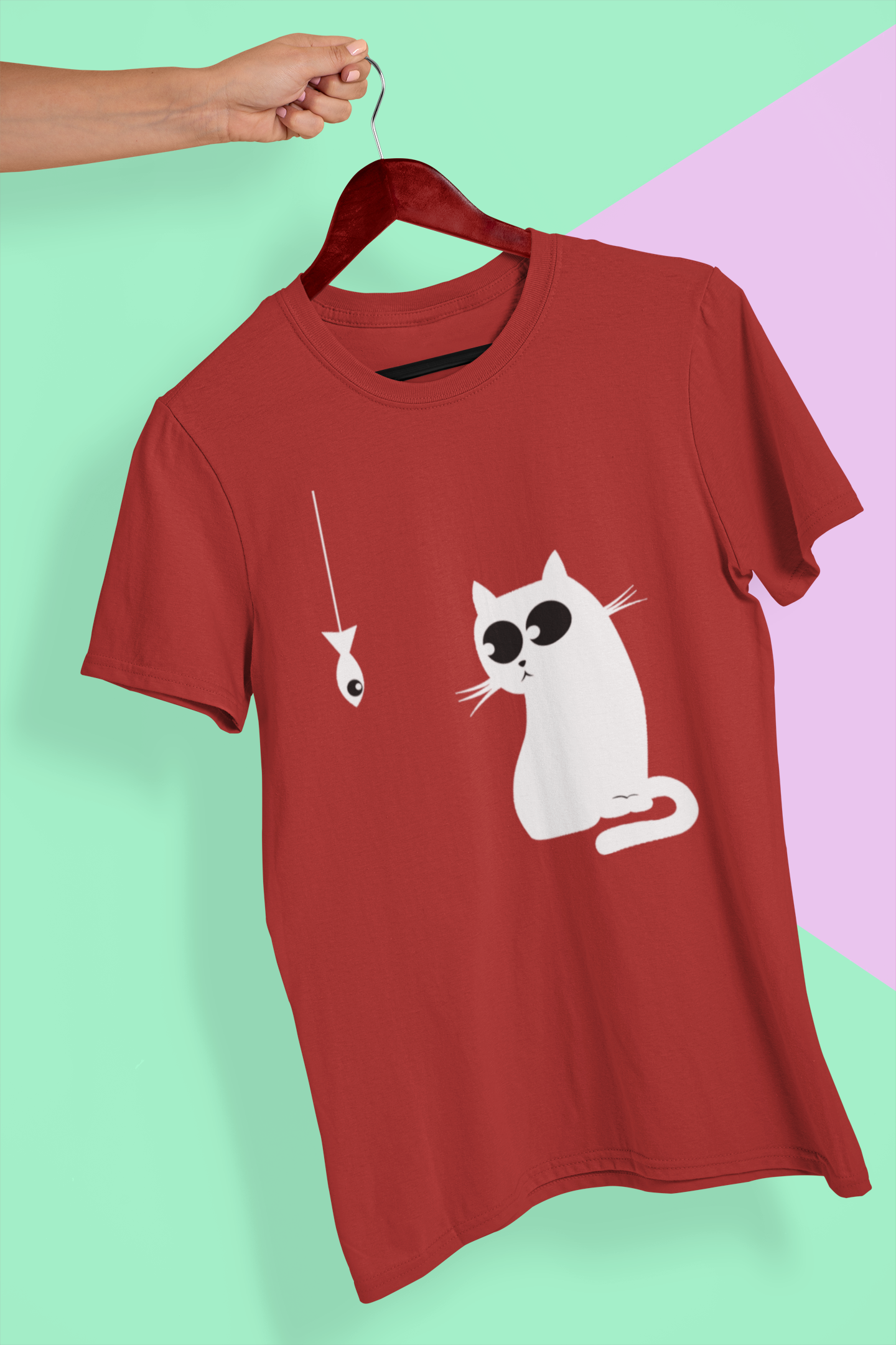 Cat Staring At Fish Women Half Sleeves T-shirt- FunkyTeesClub