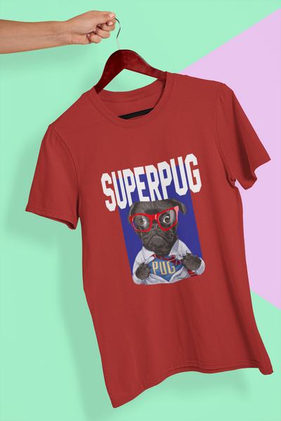Superhero Pug Mens Half Sleeves T-shirt- FunkyTeesClub