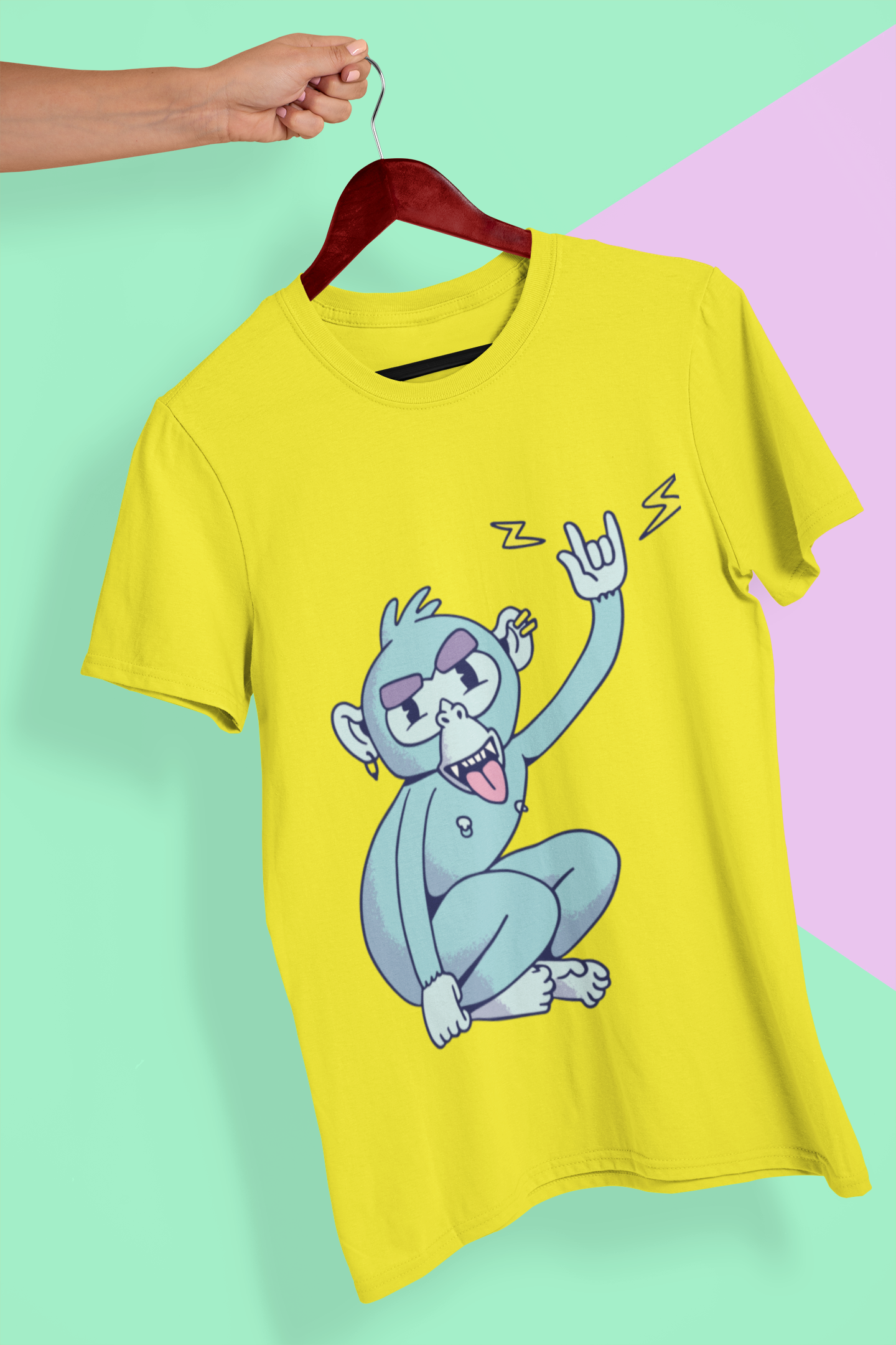 Rocker Monkey Women Half Sleeves T-shirt- FunkyTeesClub