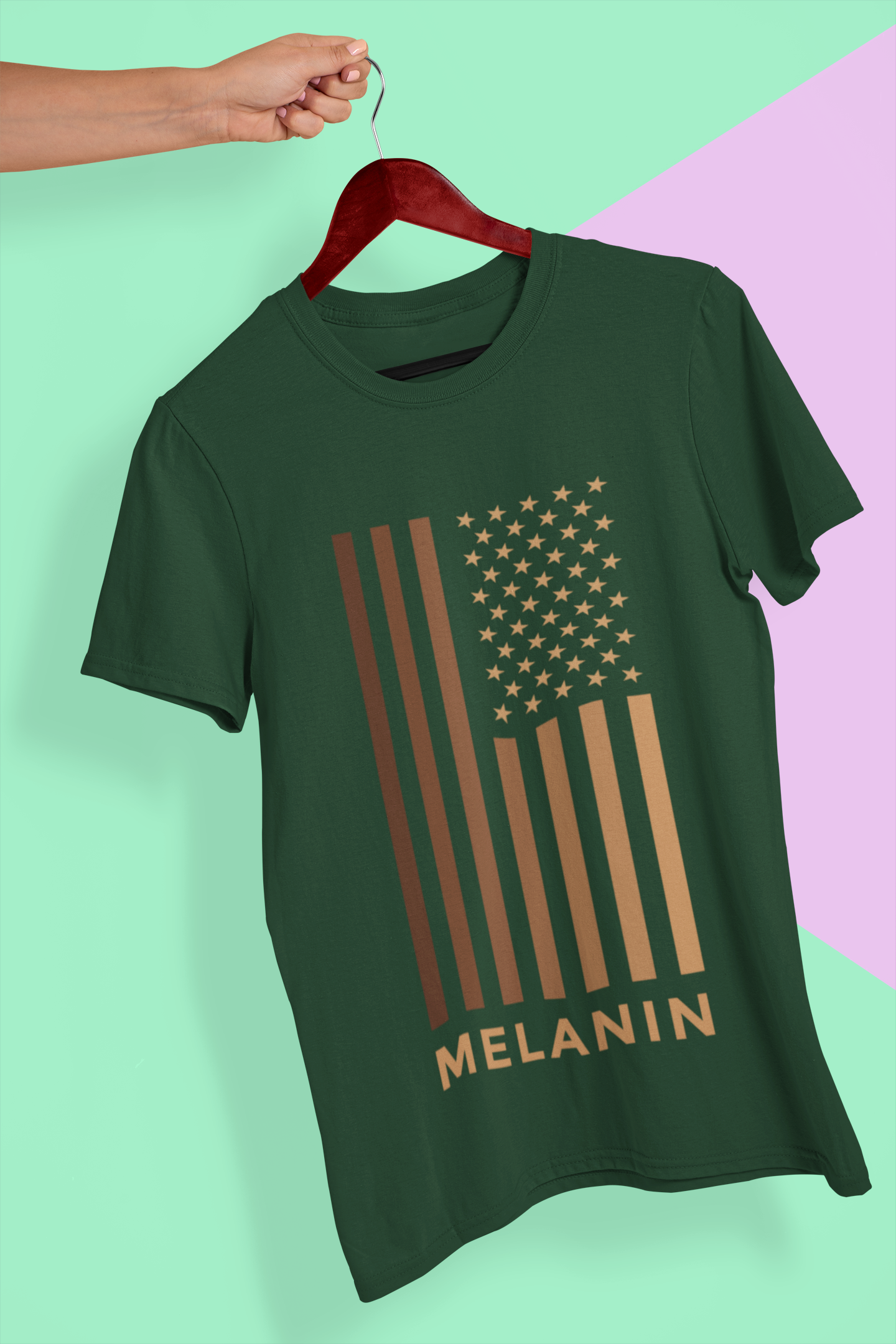 Melanin USA Flag Mens Half Sleeves T-shirt- FunkyTeesClub
