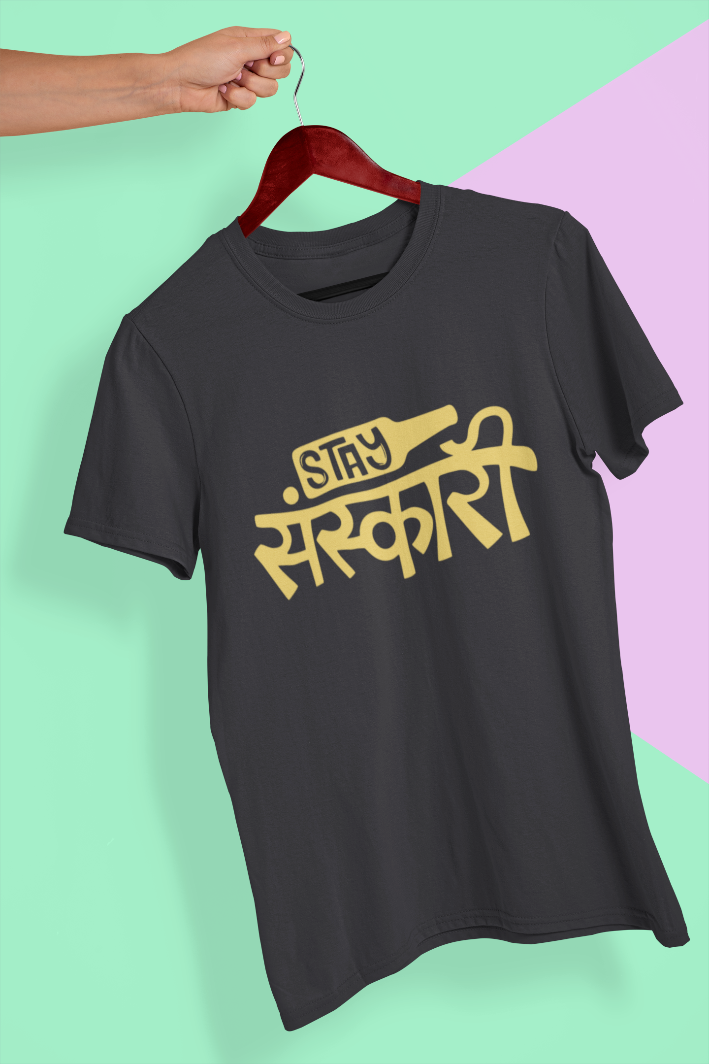 Stay Sanskari Mens Half Sleeves T-shirt- FunkyTeesClub