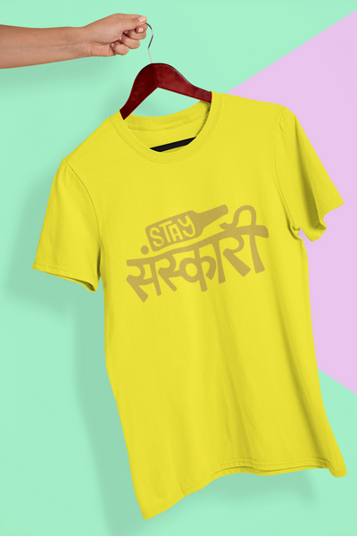 Stay Sanskari Women Half Sleeves T-shirt- FunkyTeesClub