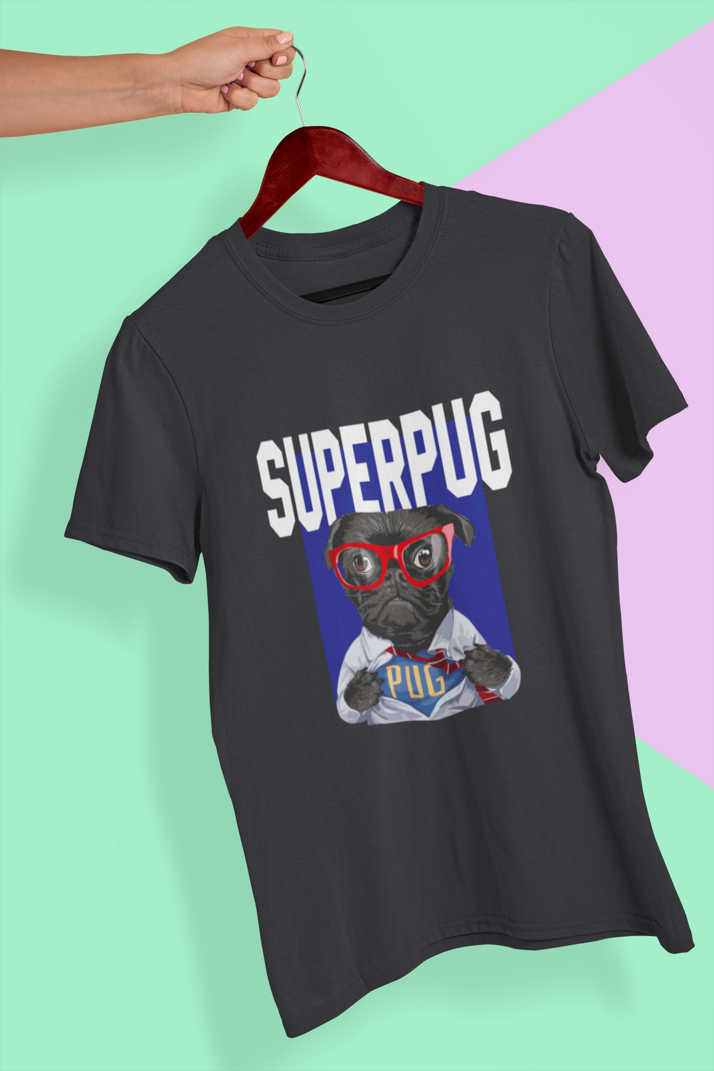 Superhero Pug Women Half Sleeves T-shirt- FunkyTeesClub
