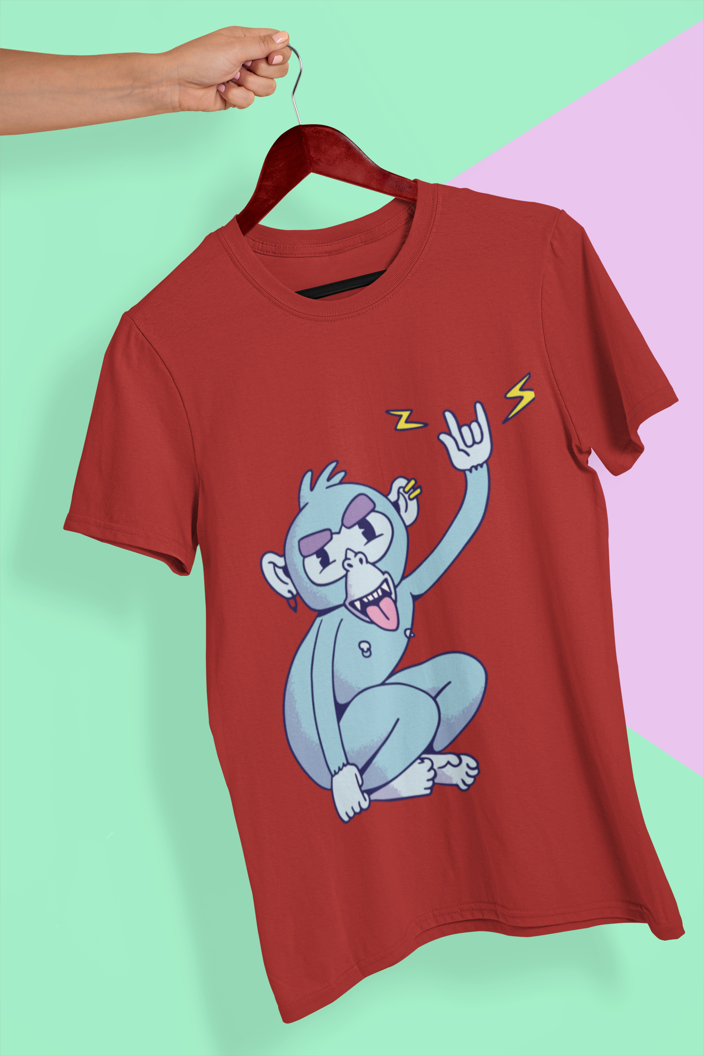 Rocker Monkey Women Half Sleeves T-shirt- FunkyTeesClub