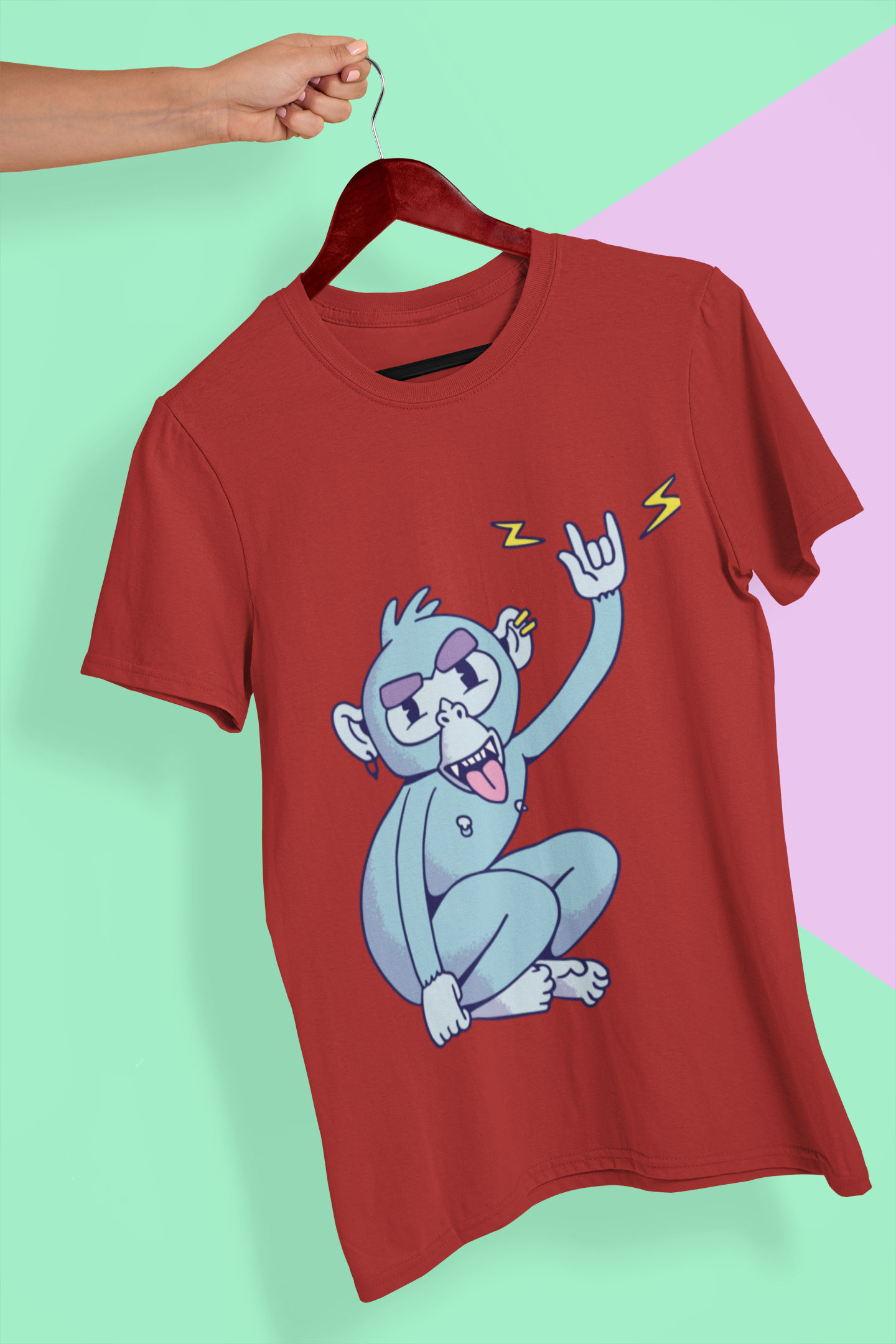 Rocker Monkey Mens Half Sleeves T-shirt- FunkyTeesClub