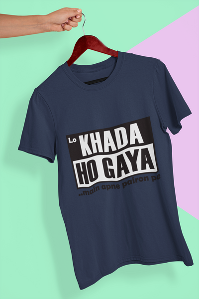 Lo Khada Ho Gaya Mens Half Sleeves T-shirt- FunkyTeesClub