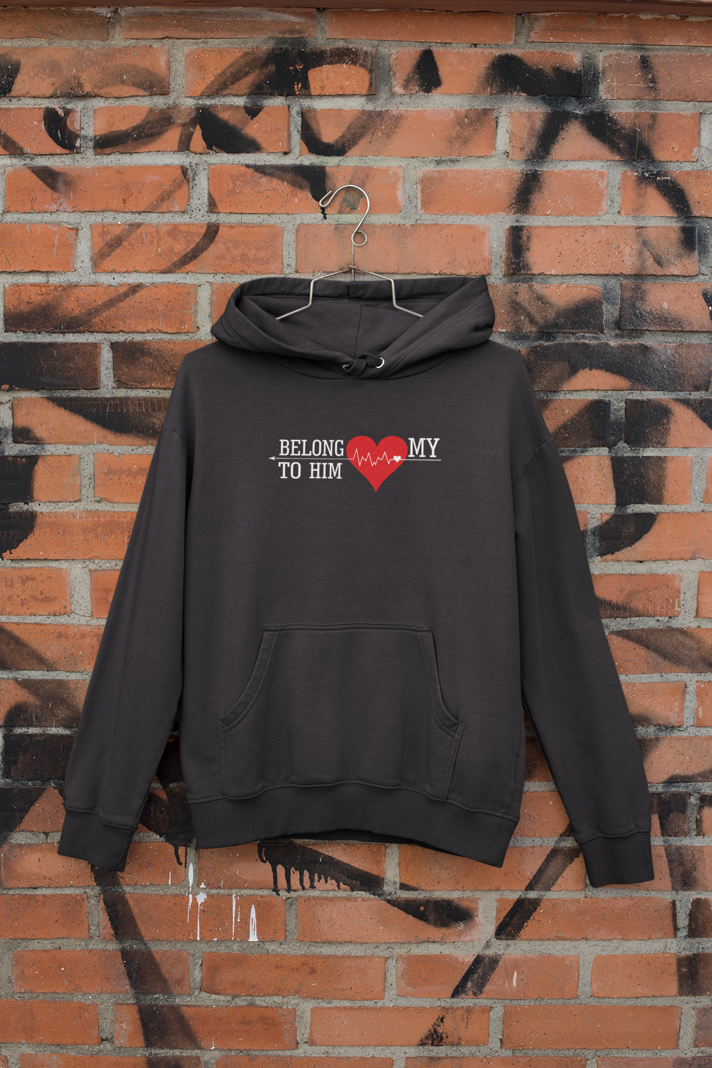 My Heart Belong To Him Her Couple Hoodie-FunkyTeesClub