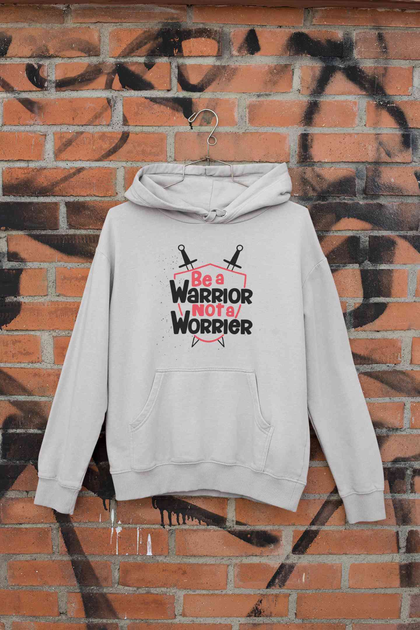 Be A Warrior Not A Worrier Typography Hoodies for Women-FunkyTeesClub