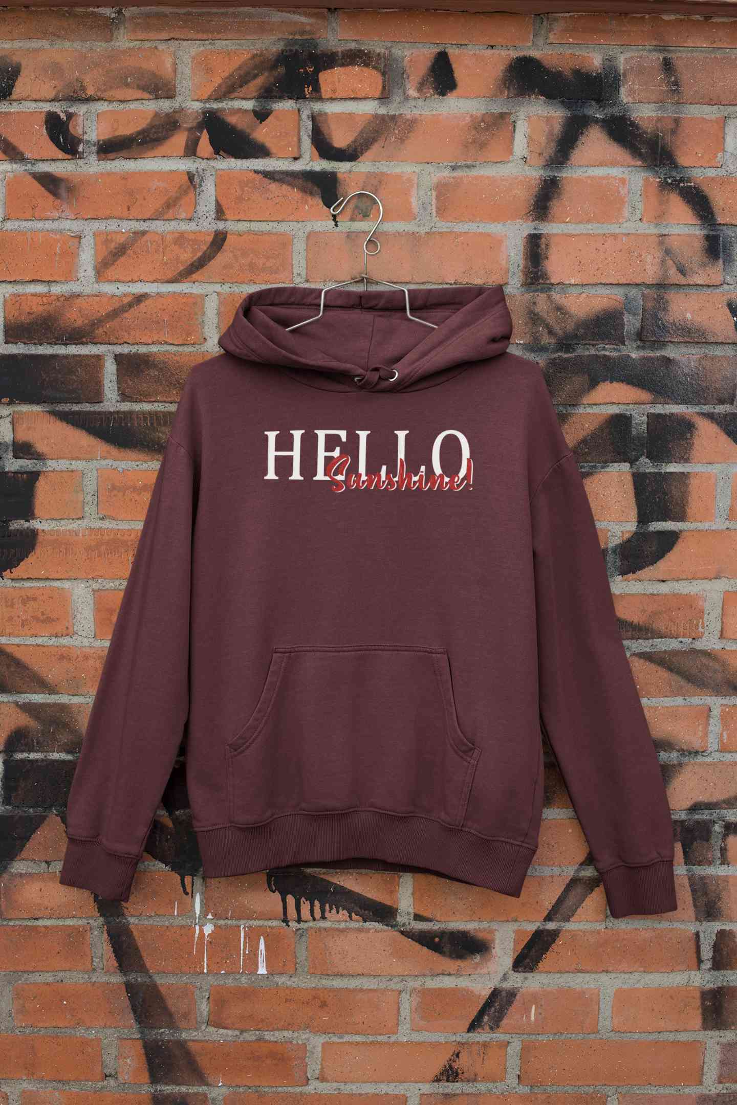 Hello Sunshine Typography Hoodies for Women-FunkyTeesClub