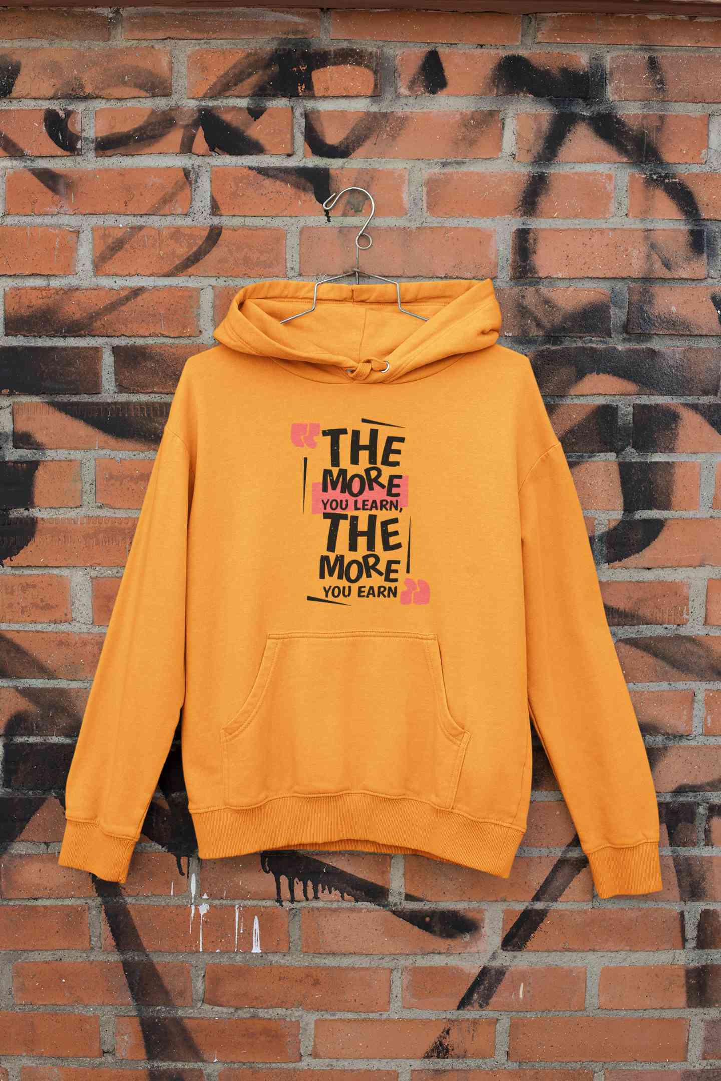 The More You Learn The More You Earn Typography Hoodies for Women-FunkyTeesClub