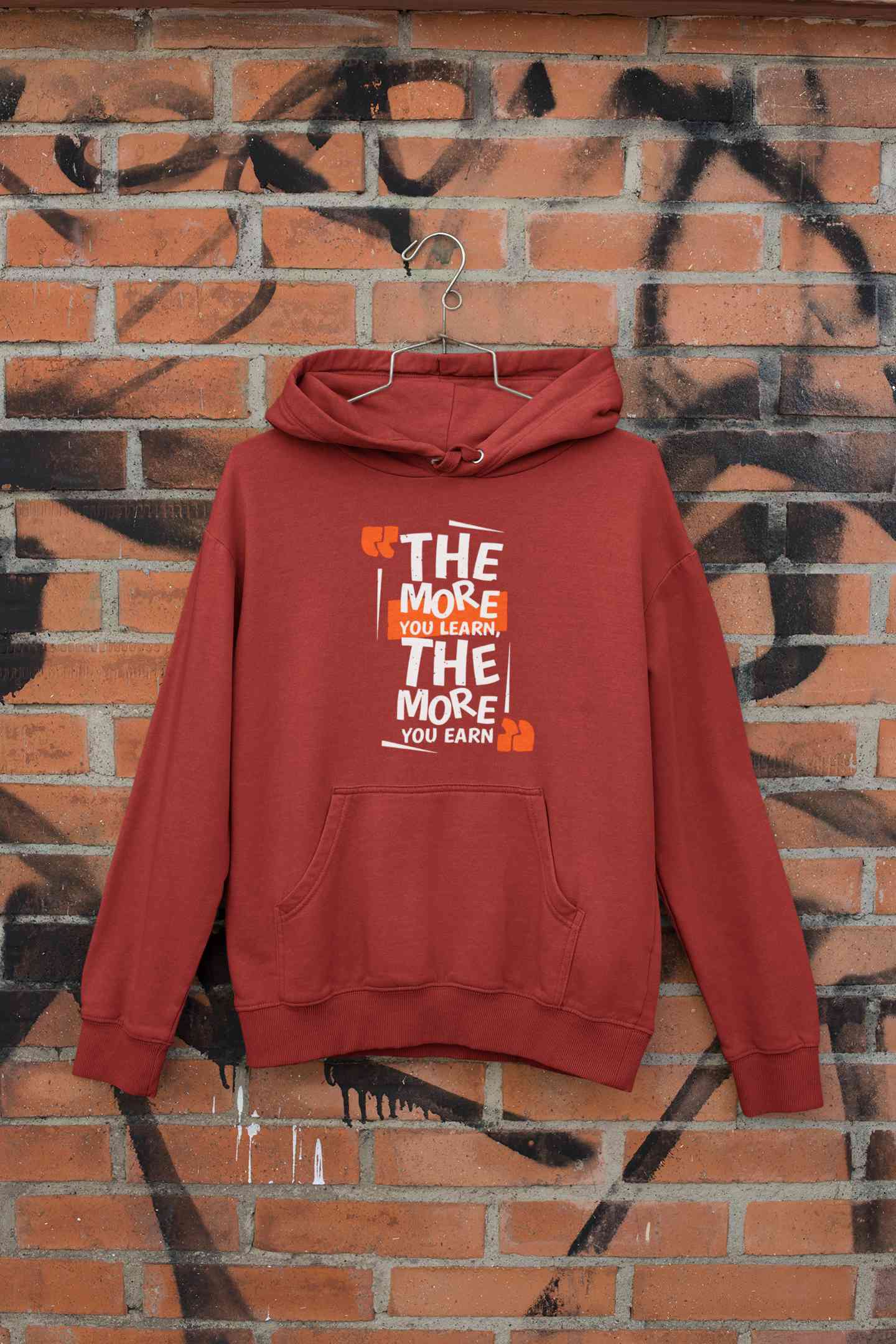 The More You Learn The More You Earn Typography Hoodies for Women-FunkyTeesClub