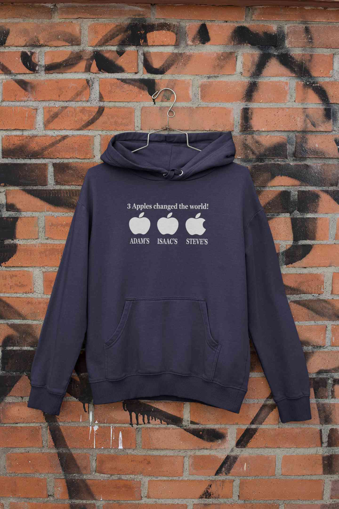 3 Apples Changed The World Typography Men Hoodies-FunkyTeesClub