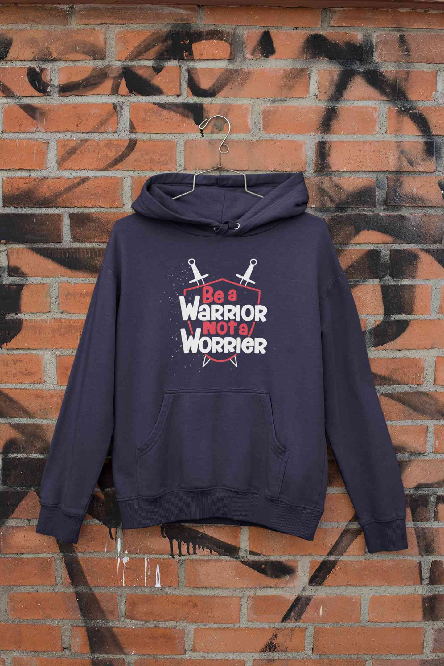 Be A Warrior Not A Worrier Typography Hoodies for Women-FunkyTeesClub