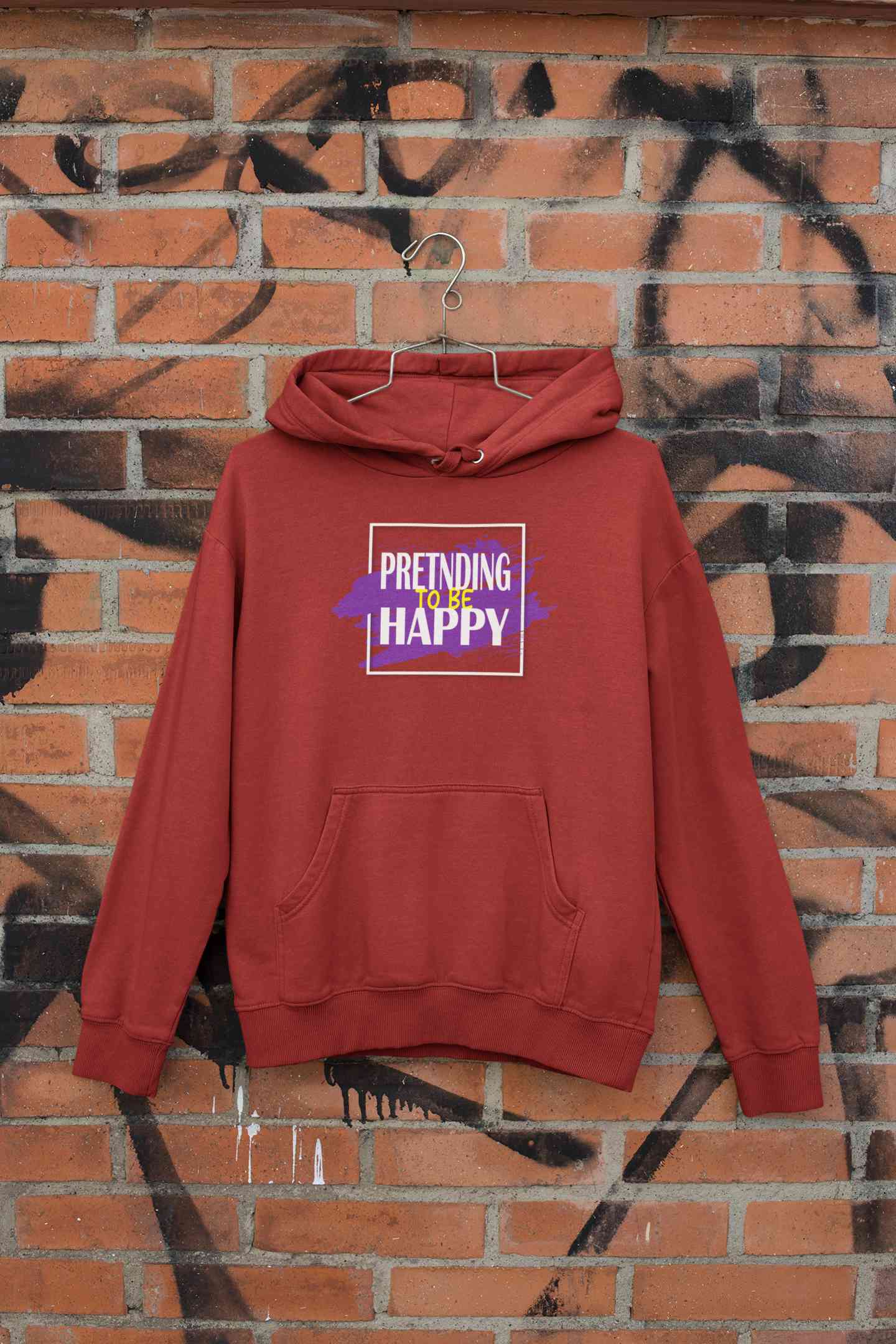 Pretending To Be Happy Men Hoodies-FunkyTeesClub