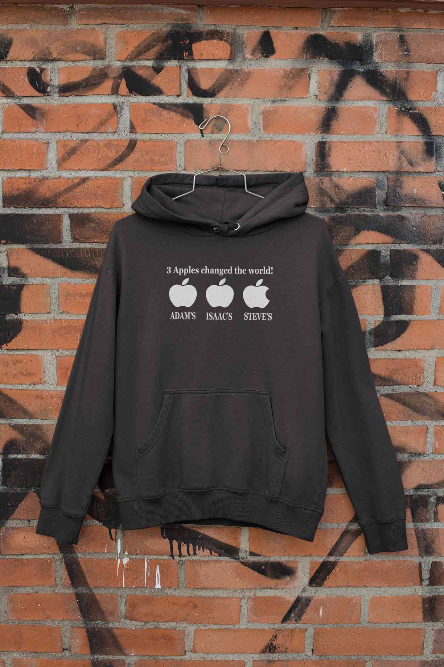 3 Apples Changed The World Typography Men Hoodies-FunkyTeesClub