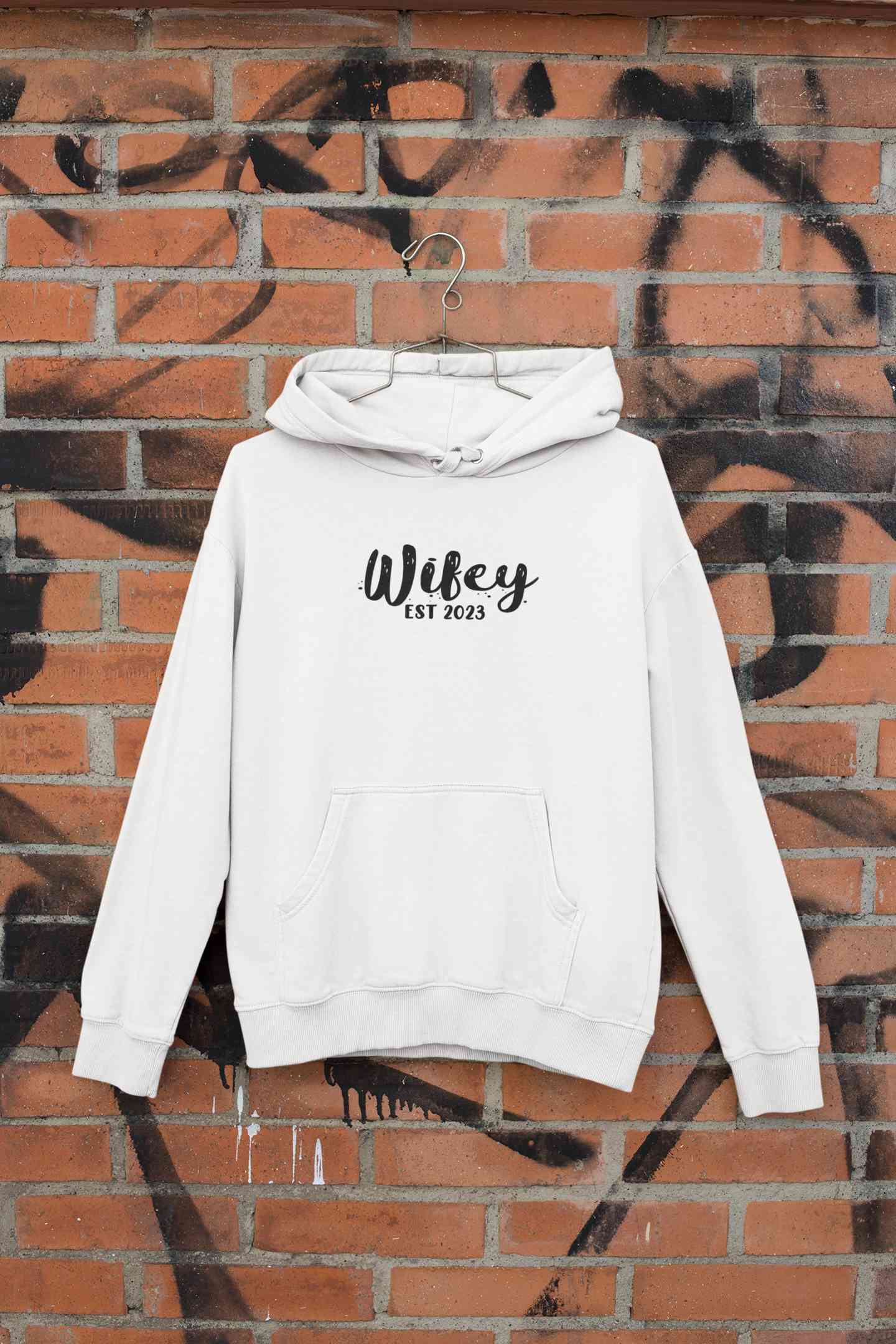 Hubby Wifey Est 2023 Couple Hoodie-FunkyTeesClub