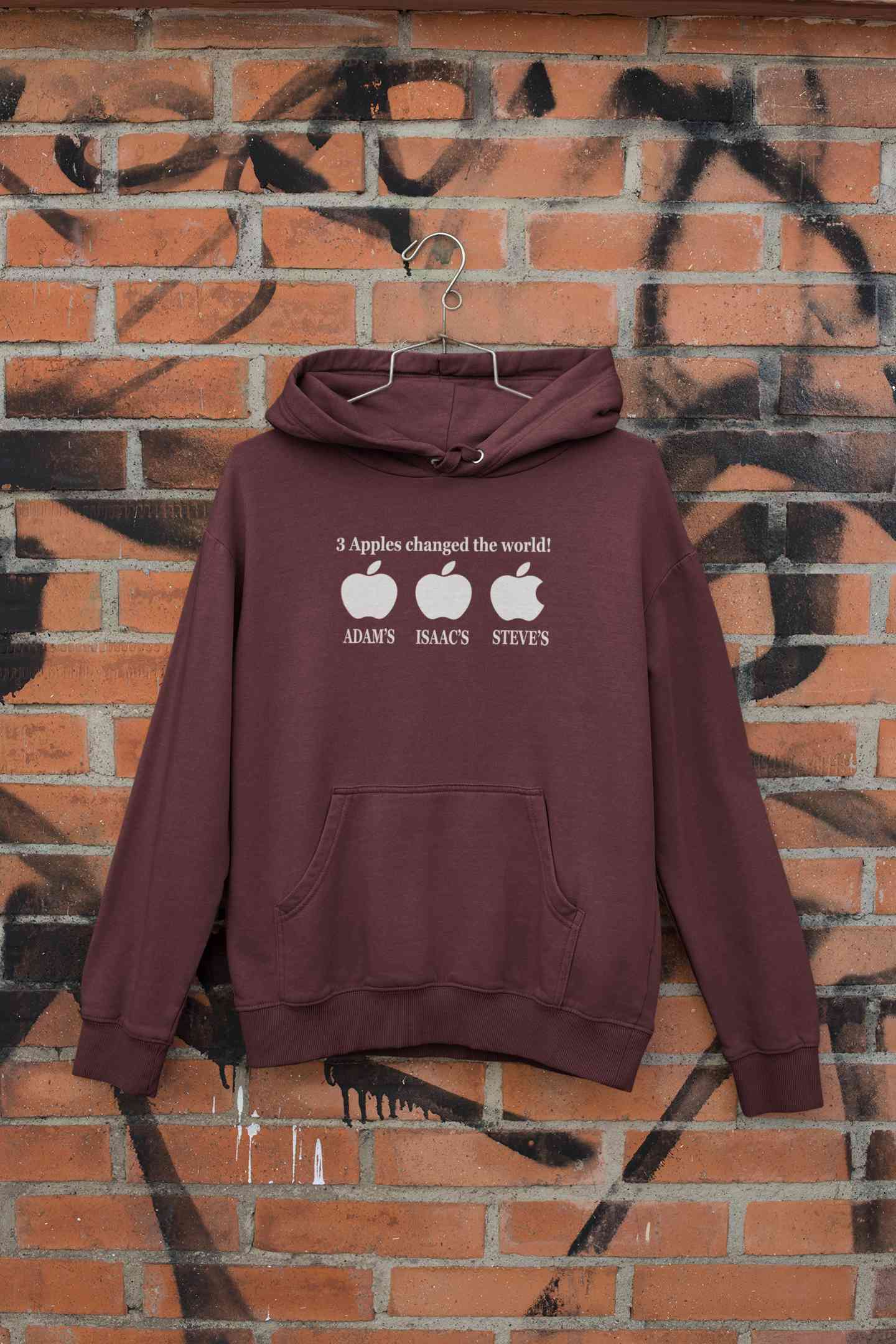 3 Apples Changed The World Typography Men Hoodies-FunkyTeesClub
