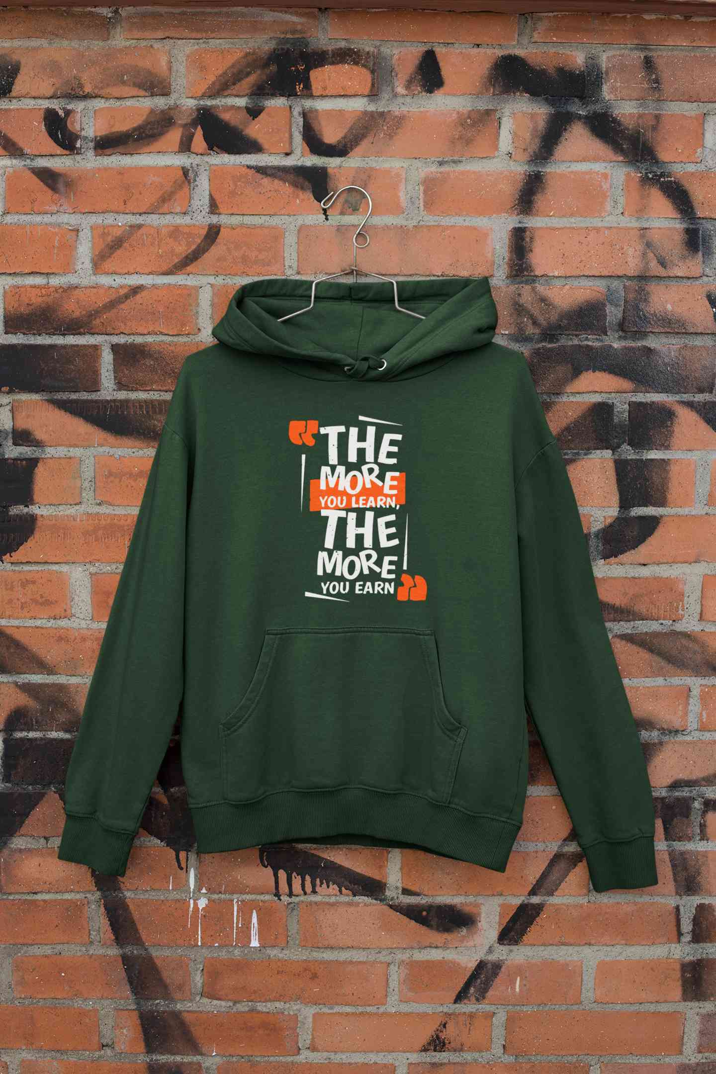 The More You Learn The More You Earn Typography Hoodies for Women-FunkyTeesClub