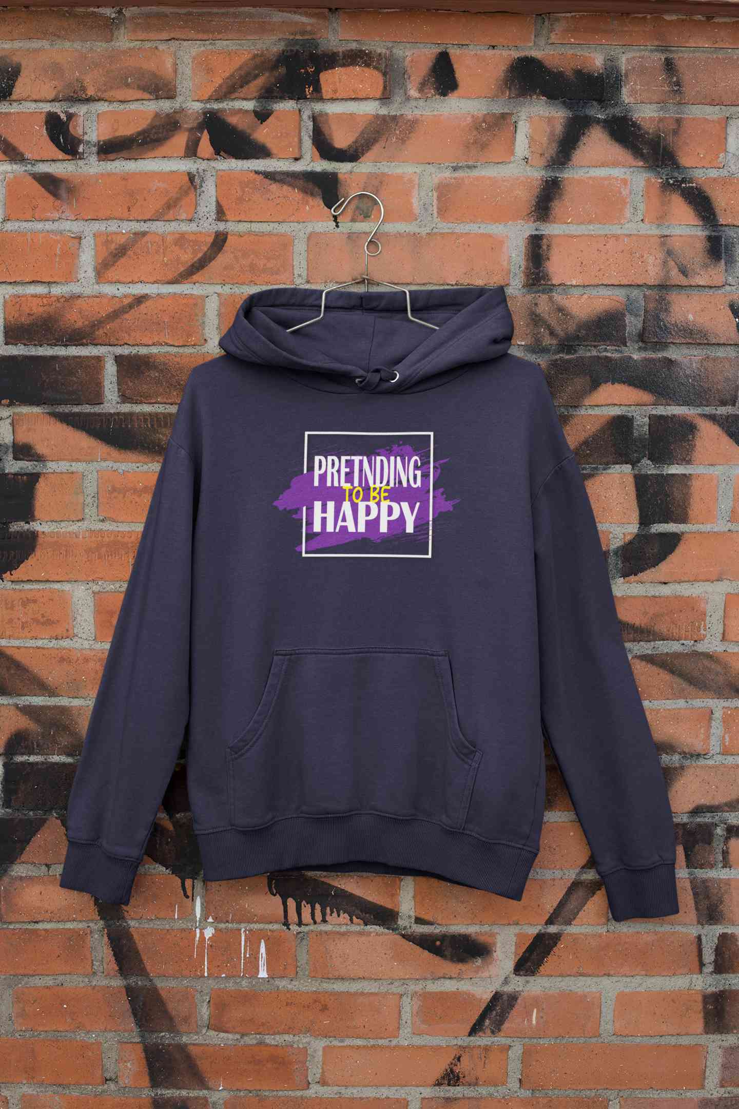 Pretending To Be Happy Men Hoodies-FunkyTeesClub
