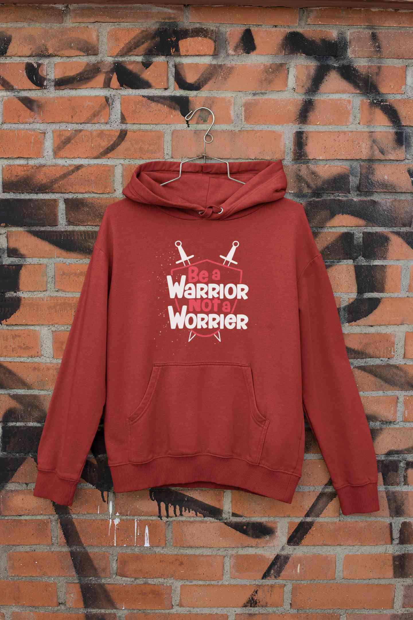 Be A Warrior Not A Worrier Typography Hoodies for Women-FunkyTeesClub