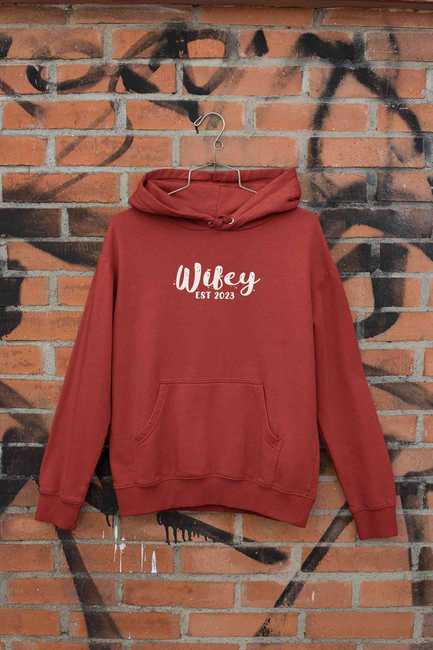 Hubby Wifey Est 2023 Couple Hoodie-FunkyTeesClub