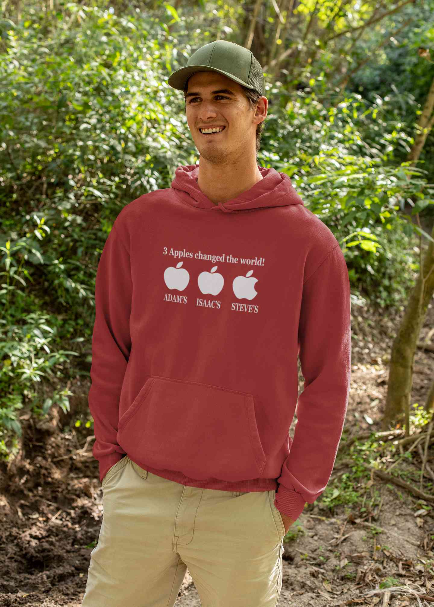 3 Apples Changed The World Typography Men Hoodies-FunkyTeesClub