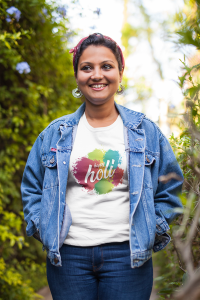Happy Holi Women Half Sleeves T-shirt- FunkyTeesClub