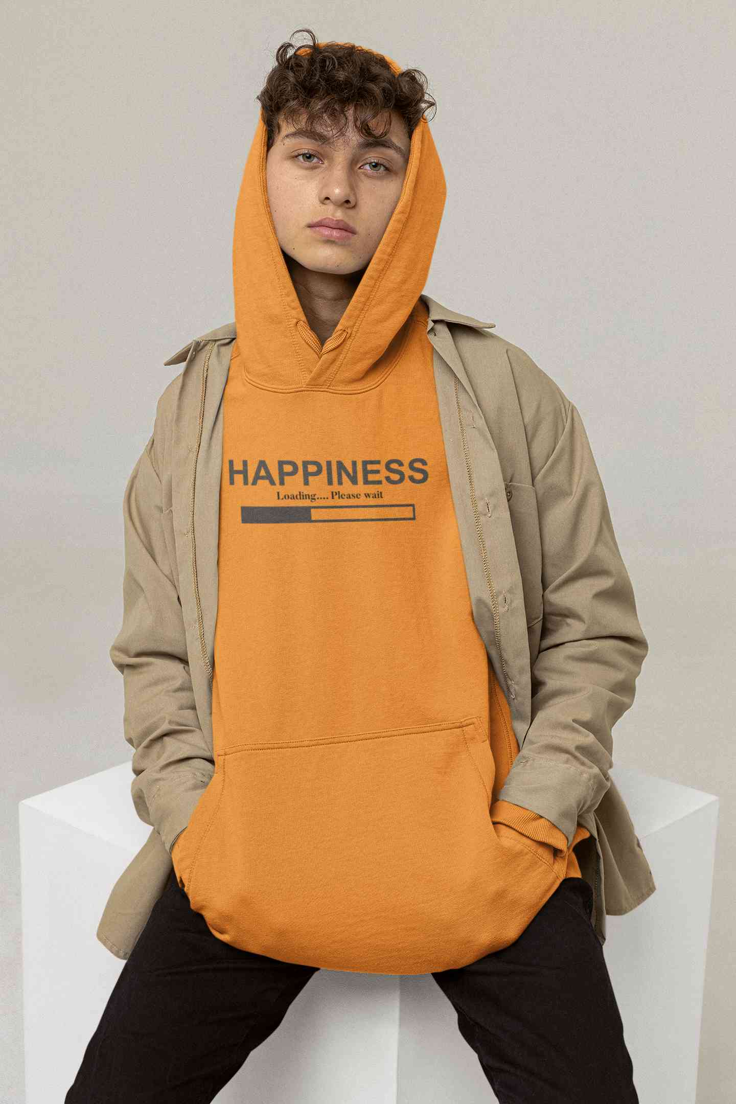 Happiness Is Loading Minimals Men Hoodies-FunkyTeesClub