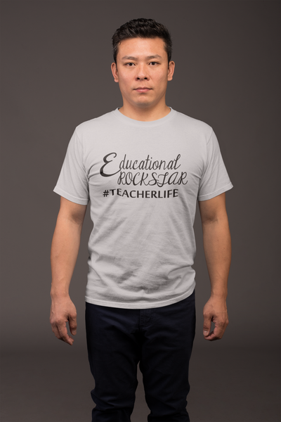 Educational Rockstar Teacher Mens Half Sleeves T-shirt- FunkyTeesClub