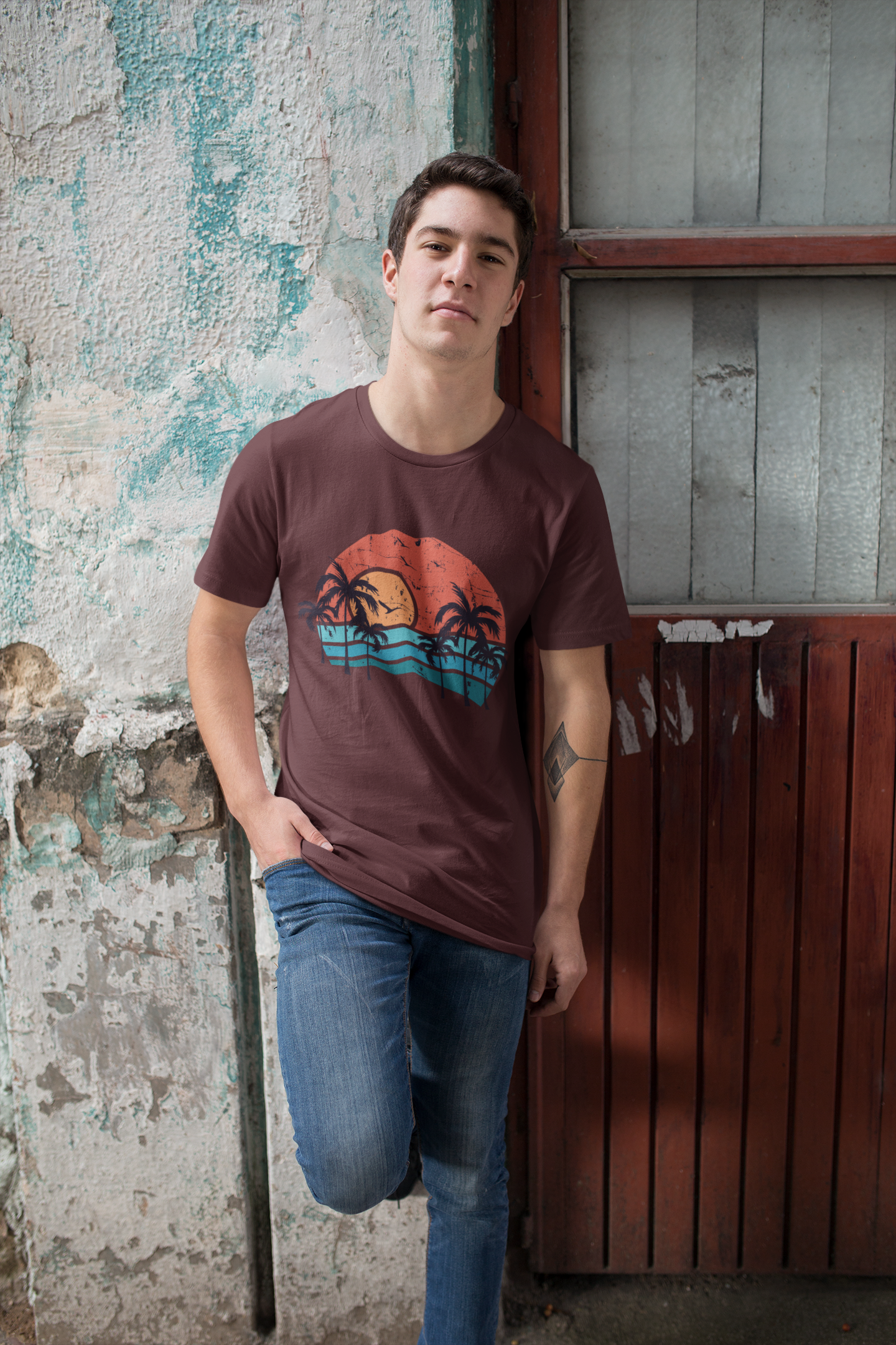 Sunset Mens Half Sleeves T-shirt- FunkyTeesClub