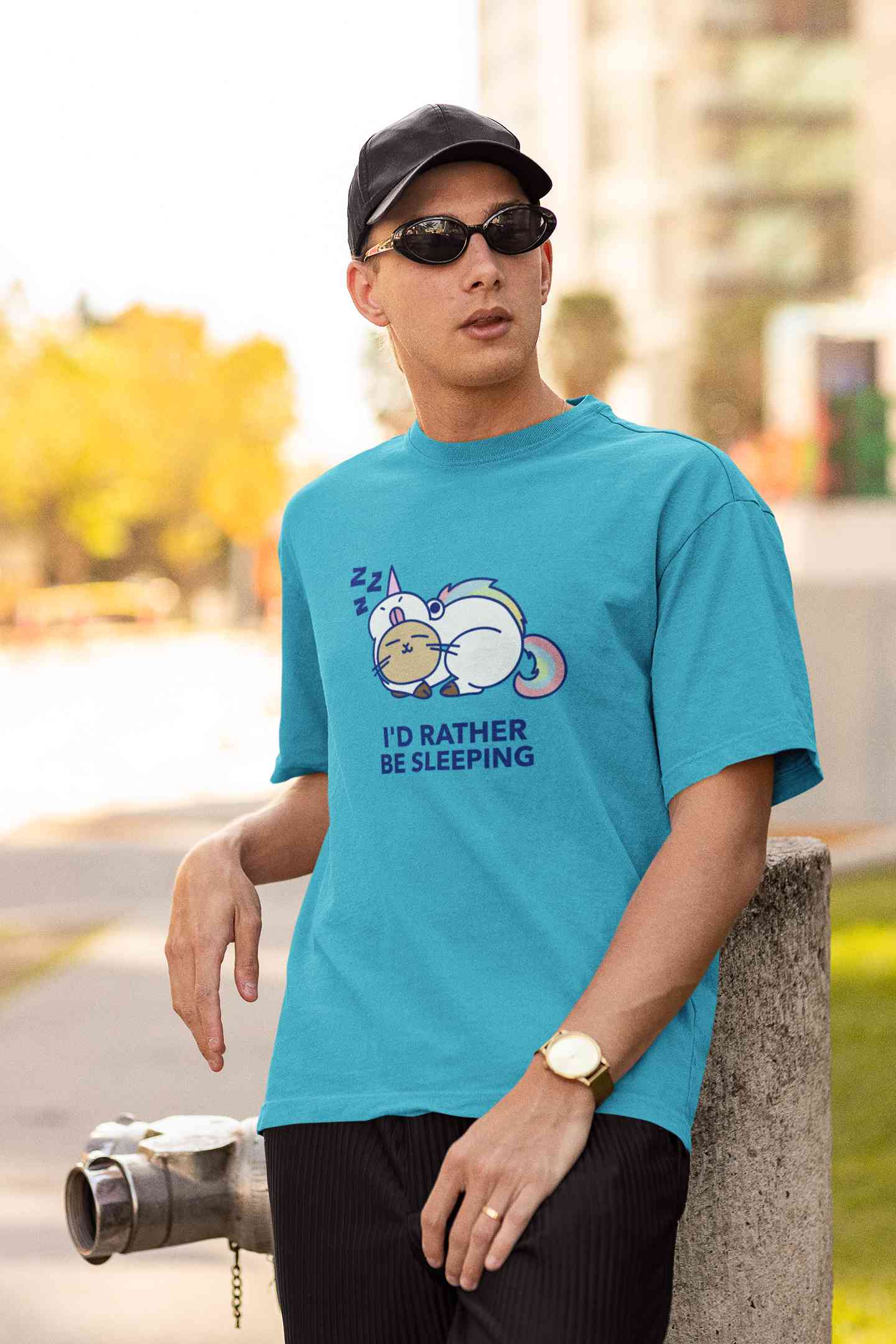 I Had Rather Be Sleeping Typography Mens Half Sleeves T-shirt- FunkyTeesClub