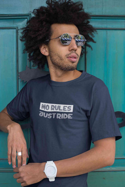 No Rules Just Ride Mens Half Sleeves T-shirt- FunkyTeesClub