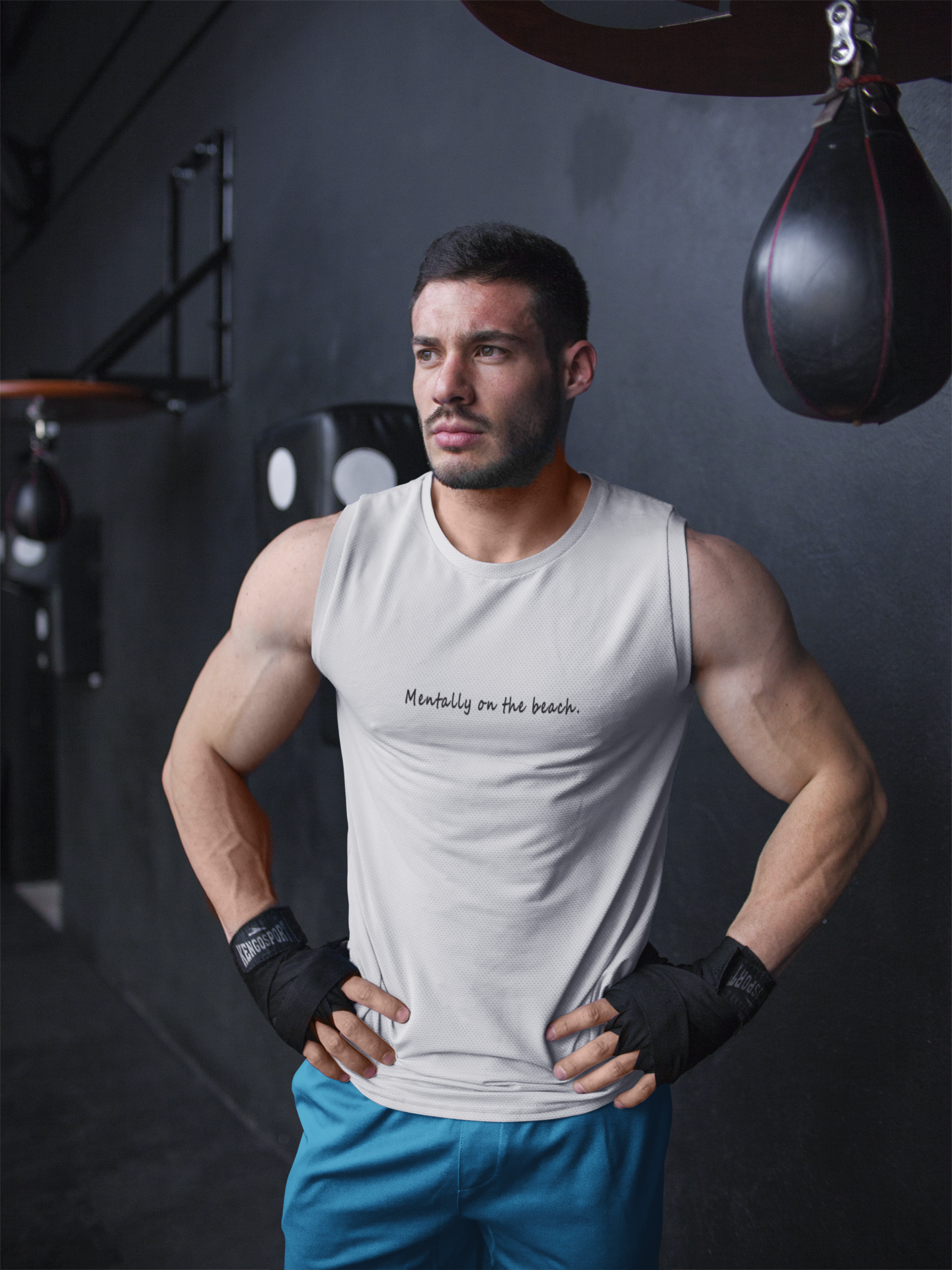 Mentally On The Beach Minimal Men Sleeveless T-Shirts-FunkyTeesClub