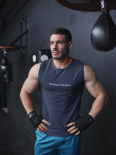 Mentally On The Beach Minimal Men Gym Vest-FunkyTeesClub