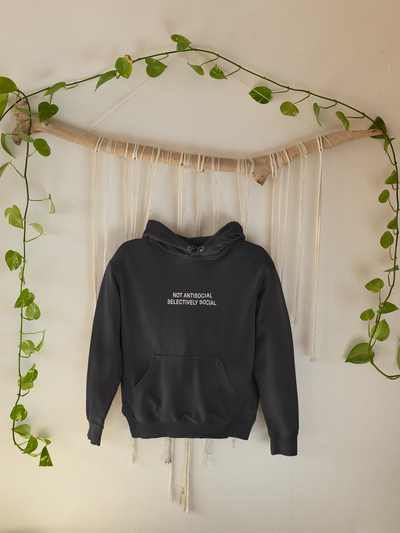 Not Antisocial Selectively Social Hoodies for Women-FunkyTeesClub