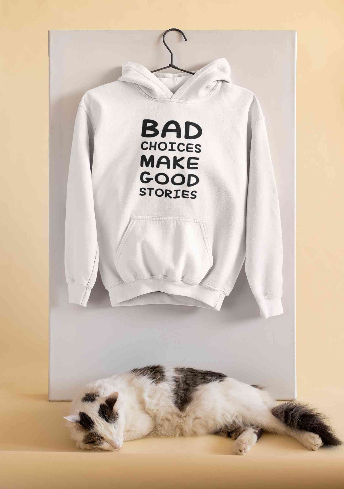 Bad Choices Make Good Stories Typography Men Hoodies-FunkyTeesClub