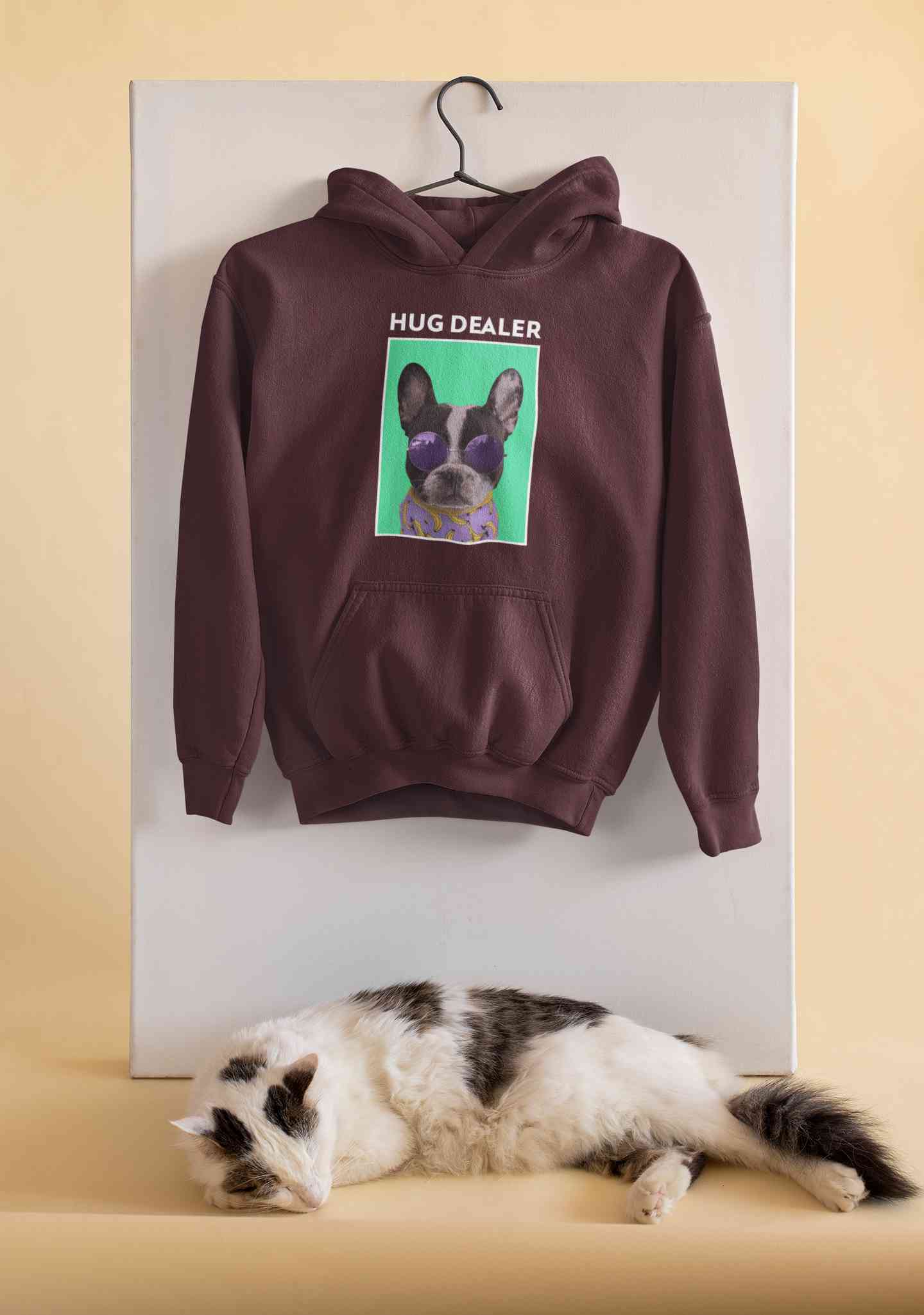 Cute Pug Hug Dealer Hoodies for Women-FunkyTeesClub