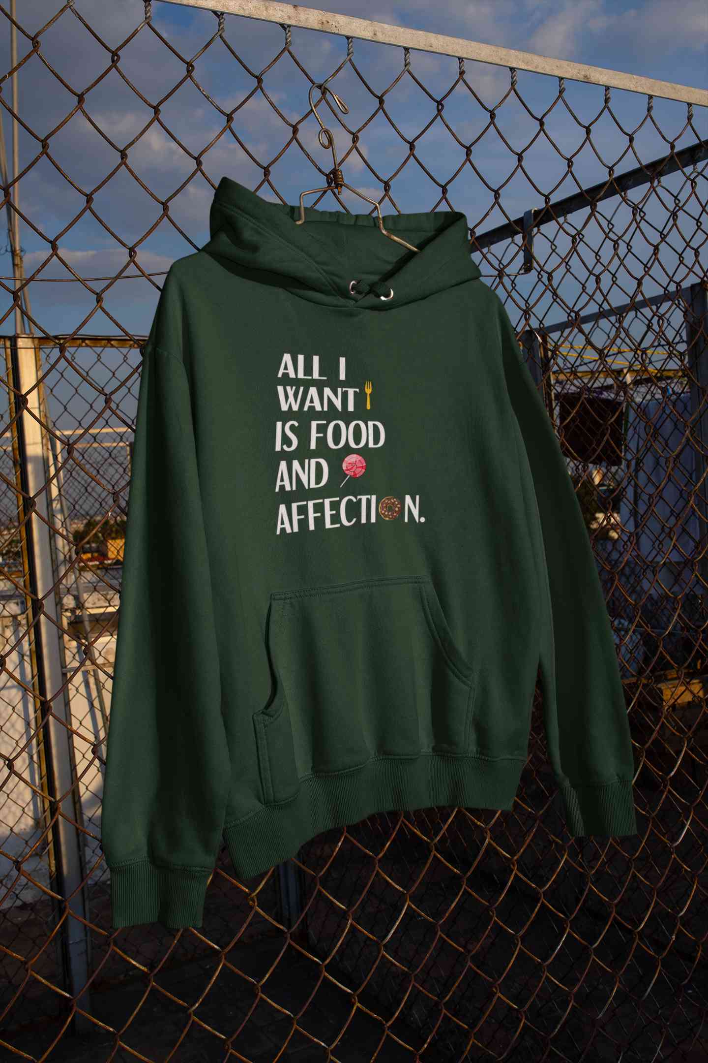All I Want Is Food And Affection Typography Hoodies for Women-FunkyTeesClub