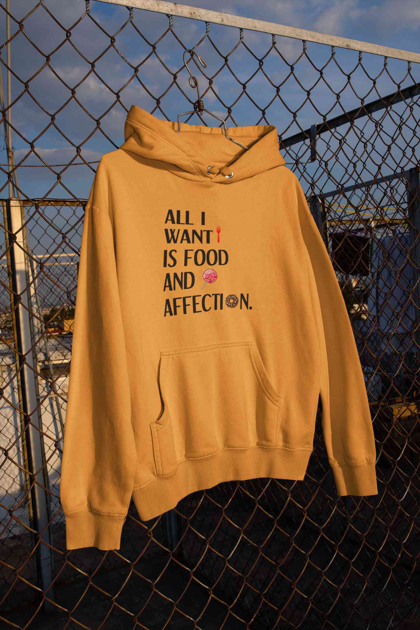 All I Want Is Food And Affection Typography Men Hoodies-FunkyTeesClub